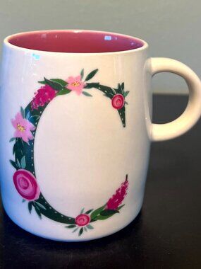 Modern Expressions Monogram Letter C Initial Floral Ceramic Coffee Mug Pink Gift